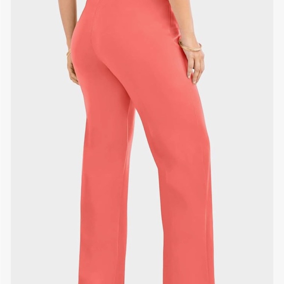Women Roaman's Size 24 /Wide-Leg Bend Over Pant Sunset Coral Dressy - Picture 2 of 8